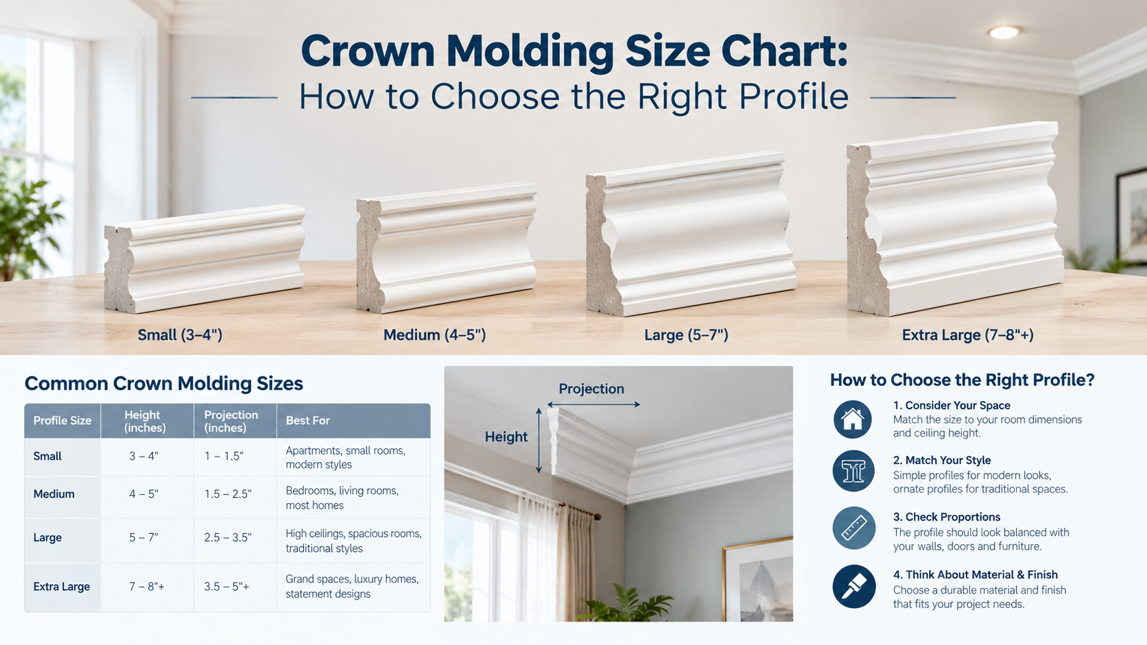 crown molding size chart