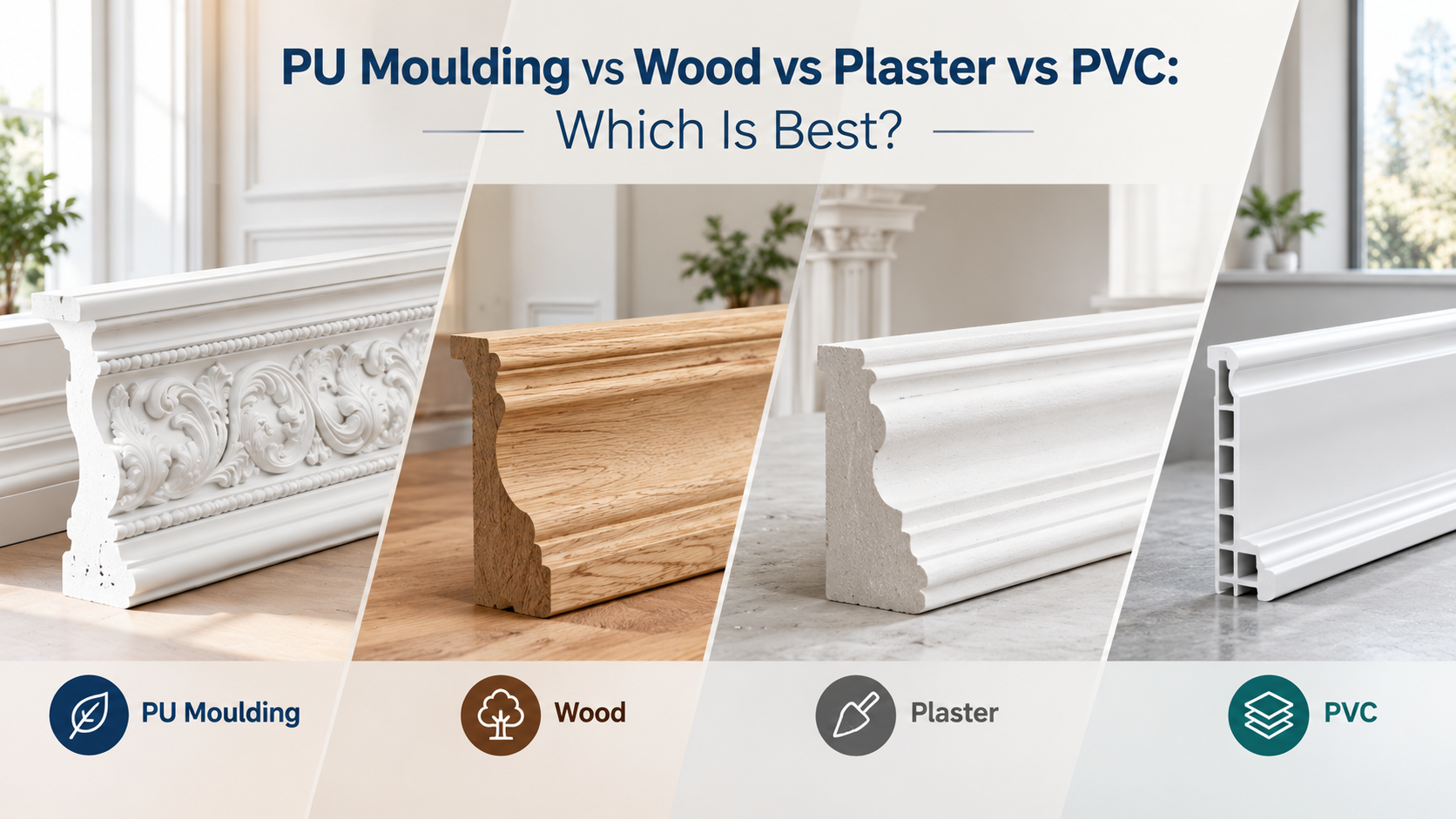 PU Moulding vs Wood vs Plaster vs PVC: 2026 Comparison